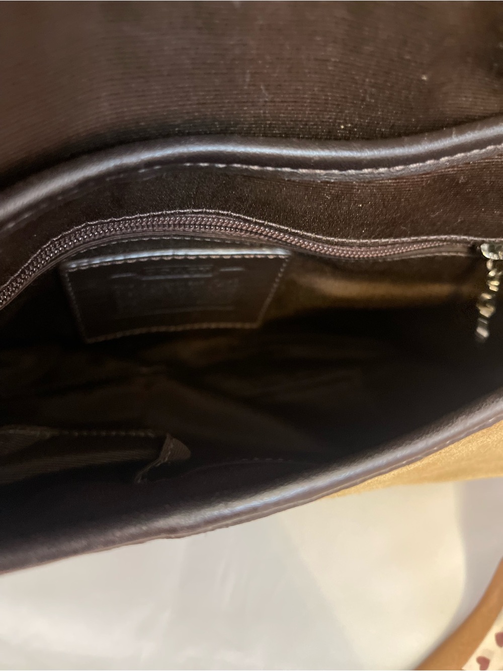 Coach Tan Suede Soho Shoulder Bag with Dark Brown Trim - Picture 15 of 16